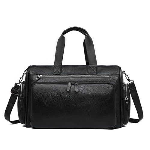 ZMCLZMD 20 Liter EIN-Schulter-Umhängetasche Für Wochenendausflüge Wasserdichtes Leder Geeignet Für Männer Und Frauen Trendy Strapazierfähig Modisch Schlicht-Black||45 x 21 x 29 cm von ZMCLZMD