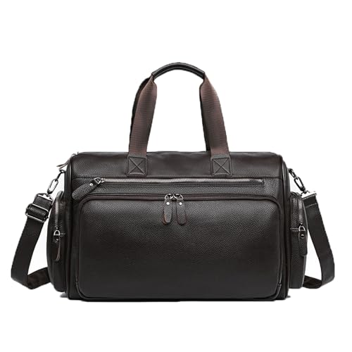 ZMCLZMD 20 Liter EIN-Schulter-Umhängetasche Für Wochenendausflüge Wasserdichtes Leder Geeignet Für Männer Und Frauen Trendy Strapazierfähig Modisch Schlicht-Brown||45 x 21 x 29 cm von ZMCLZMD