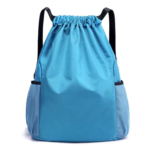 ZMCLZMD Rucksack Mit Kordelzug Sport Fitness Sackpack Mit Netztaschen Wasserabweisend Für Damen Herren-Lake Blue||43 * 31 * 14CM von ZMCLZMD