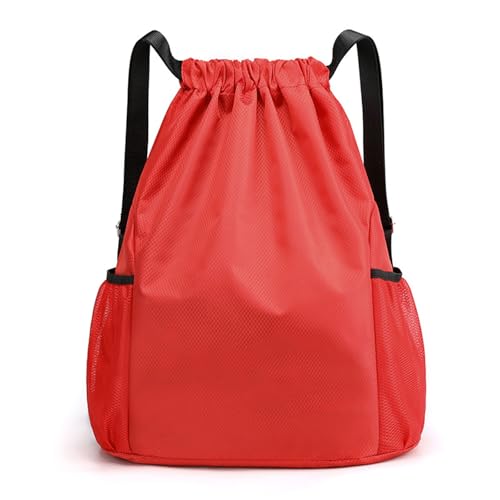 ZMCLZMD Rucksack Mit Kordelzug Sport Fitness Sackpack Mit Netztaschen Wasserabweisend Für Damen Herren-Red||43 * 31 * 14CM von ZMCLZMD