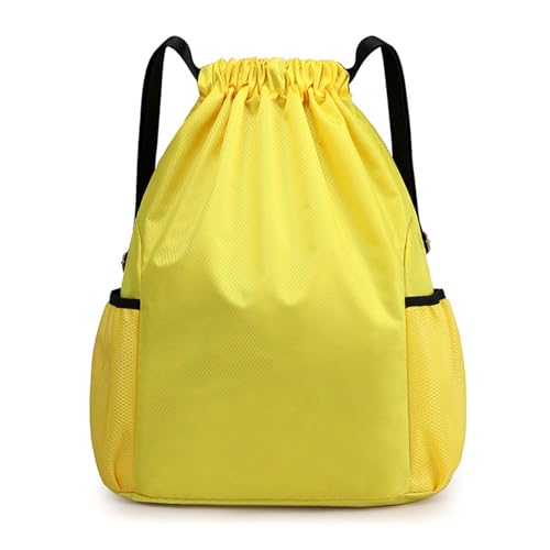 ZMCLZMD Rucksack Mit Kordelzug Sport Fitness Sackpack Mit Netztaschen Wasserabweisend Für Damen Herren-Yellow||43 * 31 * 14CM von ZMCLZMD