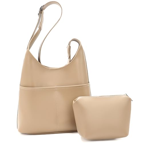 ZMDB Damen Umhängetasche Set, PU Leder Hobo Bag mit Kleiner Tasche, Shopper Tragetasche Große Kapazität Tote Bag für Büro Schule Reise, Damen Schultertasche mit Verstellbarem Gurt von ZMDB