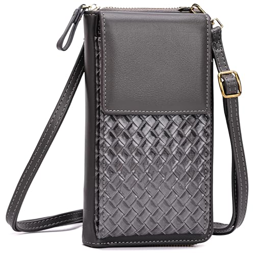ZMDB Damen Handytasche, PU Leder Umhängetasche mit Abnehmbarem Schultergurt, Grey, S von ZMDB