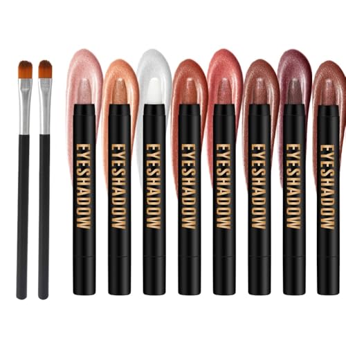 ZMDMAH 10 Pcs Eyeshadow Stick Set, 7 Colors Hochpigmentierter Glitter Eyeshadow Pencil Wasserdichte Langlebiges Creme Lidschatten Stifts Set, Lidschatten Stift für Girls Women Sparkling Eye Makeup von ZMDMAH