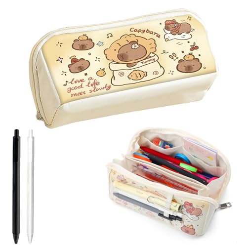 ZMDMAH Federmäppchen mehrlagig für Schreibwaren, Niedliches Capybara-Druck Federmäppchen Set, Großes Federmäppchen für Kinder Tier Stiftemäppchen Niedliche Stifthülle Stifthalter für Mädchen von ZMDMAH