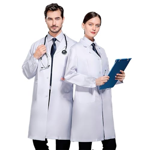 ZMDMAH Laborkittel Laborkittel Chemie Kittel Labormantel Schutzkleidung für Labor Mantel Hygiene Medizin Mantel Arbeitsmantel Langarm Baumwolle Arbeitskleidung Damen Herren XXL 180 von ZMDMAH