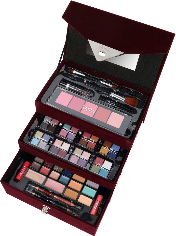 ZMILE COSMETICS Schmink-Koffer Beauty Case Velvety, 74-tlg., Vielseitig für Kosmetik & Schmuck, mit Spiegel. von ZMILE COSMETICS