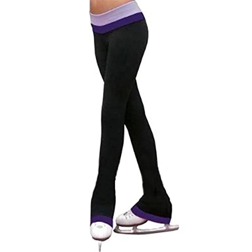 ZMIN Eiskunstlaufhose Eislaufhose Warme Streifen-Trainings-Eislaufbekleidung Für Damen Und Mädchen,Schwarz,XXXL von ZMIN