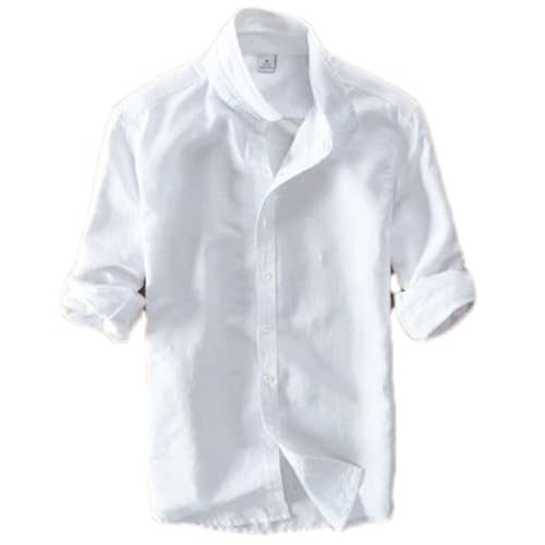 ZMIN Frühling Und Herbst Männer Japan Stil Slim Fit Baumwolle Leinen Langarm Blusen Männlich Casual Weißes Hemd Kleidung White XL von ZMIN