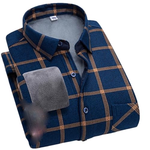 ZMIN Herbst/Winter Herren Langarm Kariertes Hemd Fleece Und Dickes Warmes Herren Lässiges Großes Hemd H-9909 L von ZMIN