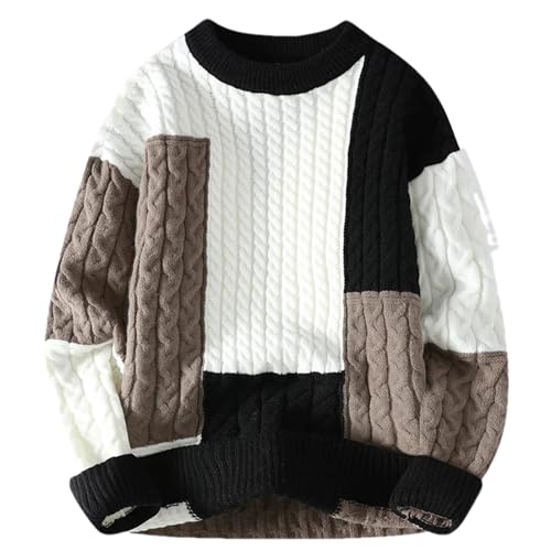 ZMIN Herbst Herren Twist Braid Pullover Pullover Winter Dicke Strickpullover Streetwear Warm O Neck Jumper Pullover Black L von ZMIN