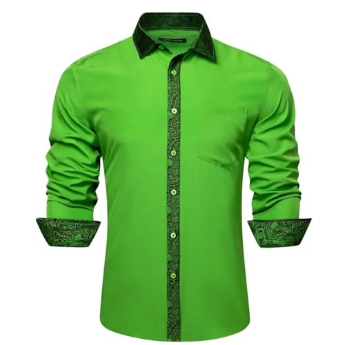 ZMIN Herren-Hemden aus Seidensatin einfarbig langärmelig lässig für Männer Blusen schmale Passform Button-Down-Kragen Oberteile Kleidung 0348 L von ZMIN