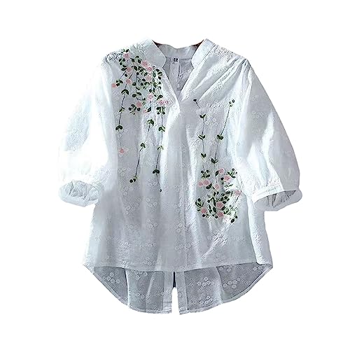 ZMIN Literarische Baumwolle Hemd Frauen Stickerei Blumen Frau Blusen V-Ausschnitt Halbe Hülse Spitze Blusen Sommer Dünne Weibliche Hemd White S ZMIN Literarische Baumwolle Hemd Frauen Stickerei Blumen Frau Blusen V-Ausschnitt Halbe Hülse Spitze Blusen Sommer Dünne Weibliche Hemd White S von ZMIN