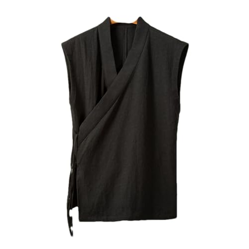 ZMIN Sommer Chinesische Traditionelle Kleidung Hanfu Weste Männer Leinen Baumwolle Ärmelloses Top männer Tang-Anzug Kimono Strickjacke BK001 M von ZMIN