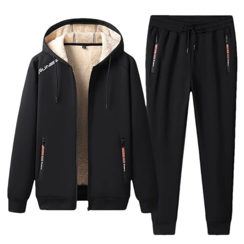 ZMIN Winter herren Sets Trainingsanzug Männer Kleidung Fleece Hoodie + Hosen 2 Stück Set Casual Herren Warme Trainingsanzug Oberbekleidung NTZ30Black 3XL von ZMIN