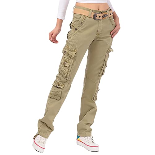 Arbeitshose Damen Cargo Hose,Tactical Hose Frauen Hosen mit Multi Taschen Loose Fit Casual Hosen Jogginghose Trekkinghose Outdoorhose von ZMNKH