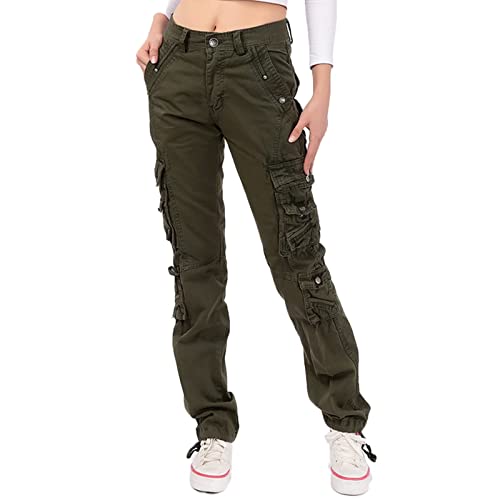 Arbeitshose Damen Cargo Hose,Tactical Hose Frauen Hosen mit Multi Taschen Loose Fit Casual Hosen Jogginghose Trekkinghose Outdoorhose von ZMNKH
