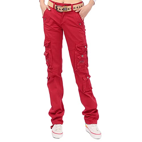 Arbeitshose Damen Cargo Hose,Tactical Hose Frauen Hosen mit Multi Taschen Loose Fit Casual Hosen Jogginghose Trekkinghose Outdoorhose von ZMNKH