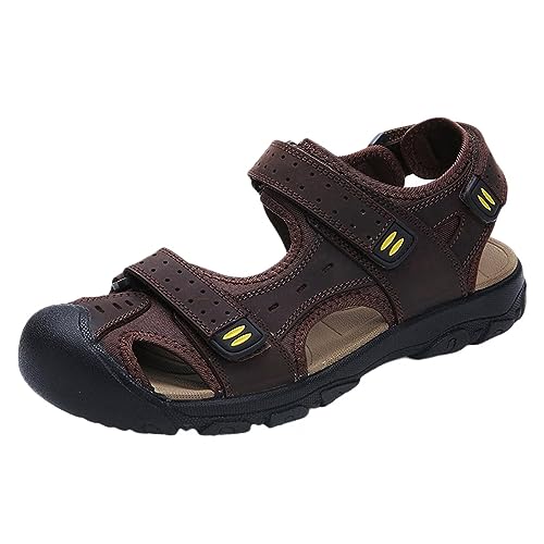 Herren Leder Wandersandale Trekkingsandalen Strand Outdoorschuhe Sommer Freizeitschuhe Männer Sport Outdoor Fischer Atmungsaktive Sandale Geschlossene Zehe von ZMNKH