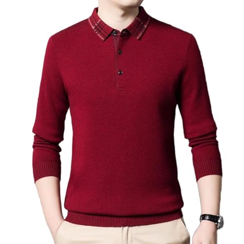 Herren Pullover 100% Kaschmir Polo Shirt Langarm gestrickt Pullover Herren Winter Pullover Casual Tops von ZMNKH