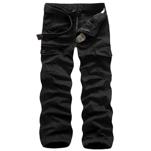 Warme Softshell Hose Fleece gefütterte Arbeitshose Herren Outdoor Wanderhose Warme Wander Skihose mit 6 Taschen Herbst Winter Multi Taschen Taktische Hose von ZMNKH