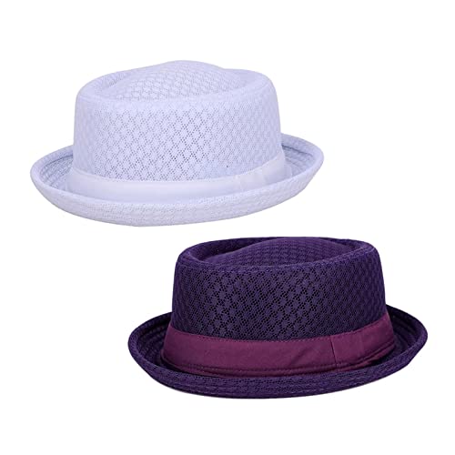 ZMNKH 2er Pack Trilby Hut,Panama Fedora Hut Trilby Hüte Klassische Outdoorhut für Männer Pork Pie Hut von ZMNKH