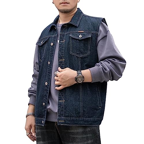 ZMNKH Herren Beiläufige Denim Weste Ärmellos Jeansjacke mit Taschen Biker Jeansweste Männer Motorradweste von ZMNKH