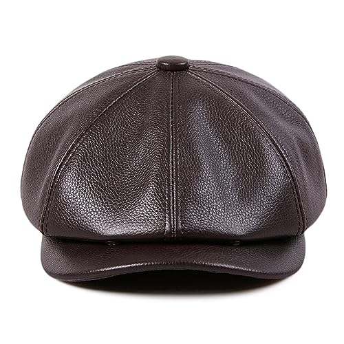 ZMNKH Herren Damen Schiebermütze Leder Flatcap Schirmmütze Cap Mütze Golfermütze von ZMNKH