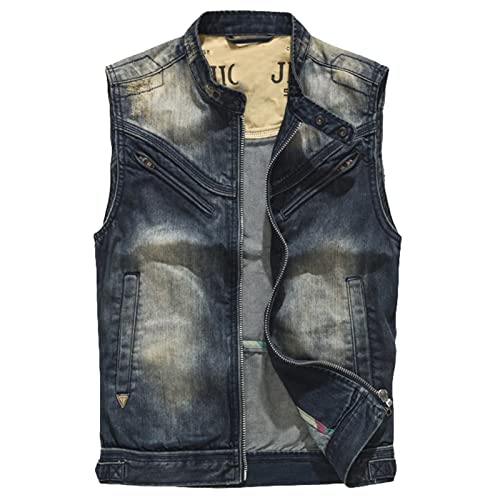 ZMNKH Herren Jeansweste Ärmellose Bikerjacke Motorrad Weste mit Taschen Weste Top für Herren Jeanjacke von ZMNKH