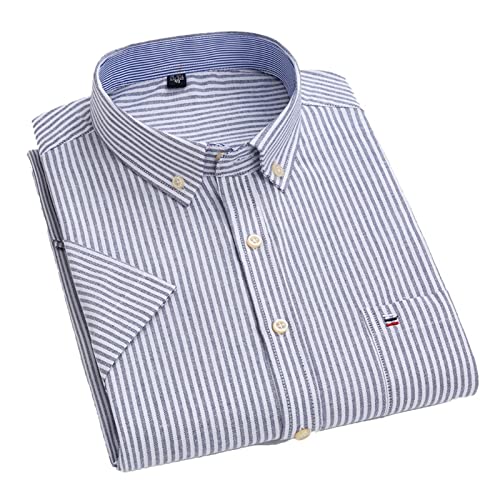 ZMNKH Herren Kurzarm Hemden Kariertes Kleid Hemden Regular Fit Casual Baumwolle Hemden mit Tasche Kariert Button Down Oxford Hemden von ZMNKH