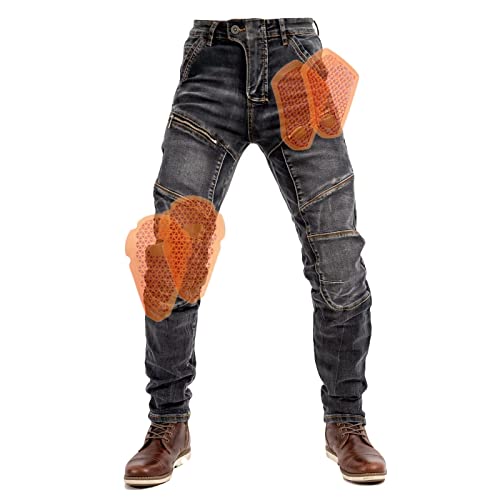 ZMNKH Herren Motorrad Jeans mit Protektoren Knie und Hüftprotektoren Stretch Motorradhose Cargo Motorradjeans Schutzhose von ZMNKH