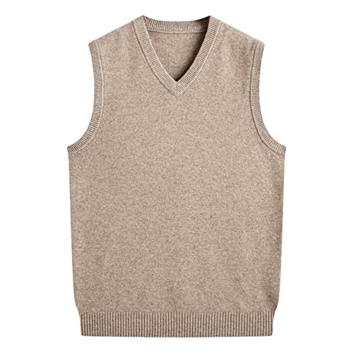 ZMNKH Herren Pullover Weste V-Ausschnitt Ärmellose Pullunder Gestrickte Tops 100% Kaschmir Gilet von ZMNKH