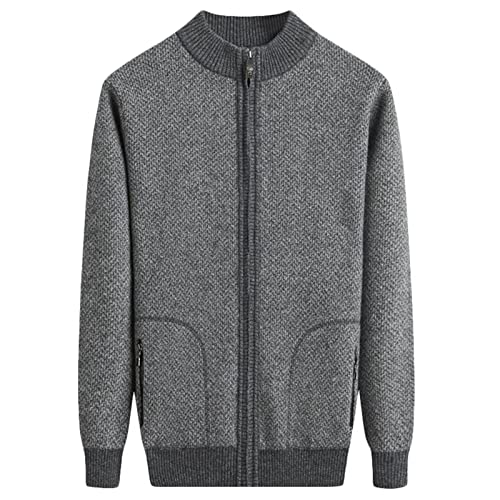 ZMNKH Herren Strickjacke Cardigan Feinstrick mit Stehkragen und Reißverschluss von ZMNKH