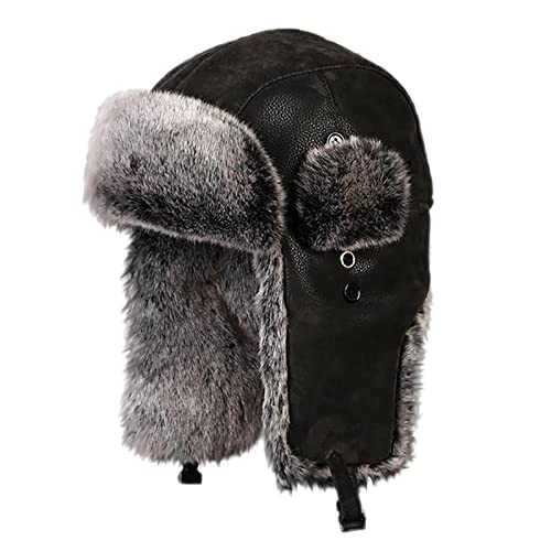 ZMNKH Männer Trapper Hut Winter Fliegermütze Russenmütze Ski Hut Warm Frauen Kunstfellmütze mit Ohrenklappe Winter Skifahren Hut Ushanka Bomber Hüte von ZMNKH