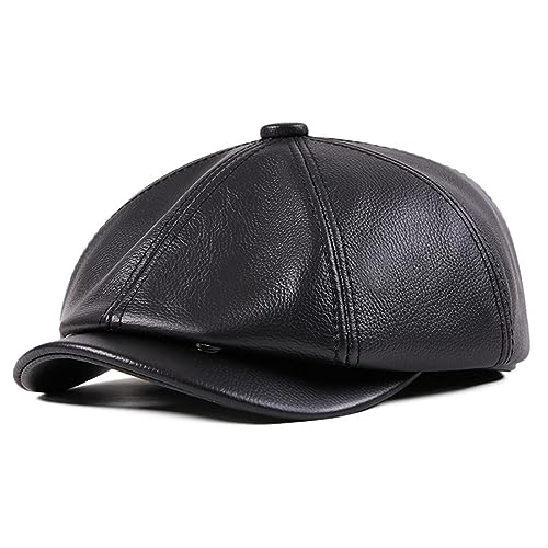 ZMNKH Newsboy Mütze Tellermütze Leder Schirmmütze Herren Damen - 8 Panel Peaky Retro Schiebermütze Gatsby Cap Golfermütze von ZMNKH
