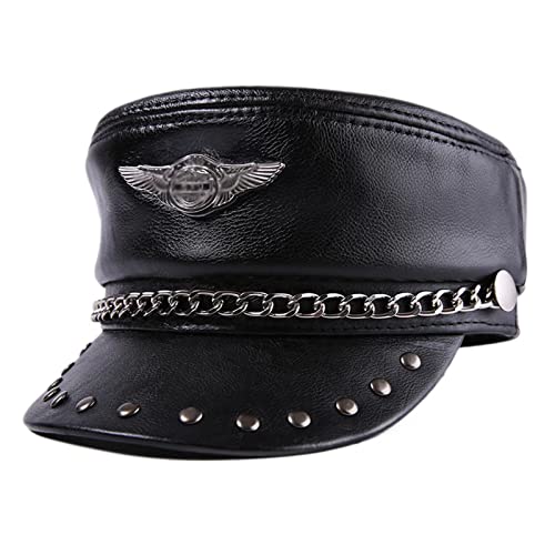 ZMNKH Unisex Schirmmütze Fiddler Hut Leder Kappe Kapitänsmütze Herren Damen von ZMNKH
