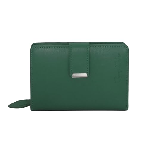Klassische mittelformat Damen Geldbörse Portemonnaie Geldbeutel aus Leder von Money Maker (Grün) von ZMOKA
