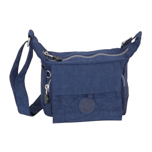 kleine leichte Bag Street Umhängetasche Messengertasche Handtasche - Robustes Crinkle Nylon (Navy) von ZMOKA