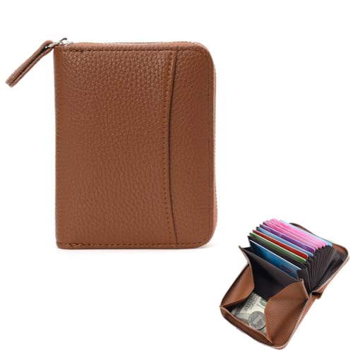 ZMREN Kreditkartenetui für Damen, Klein Leder Blocker Geldbörse Ausweis Karten Kreditkartenetui RFID Schutz Kartenhalter Etui Bargeld Münzfach Geldbeutel Portemonnaie mit Reißverschluss von ZMREN