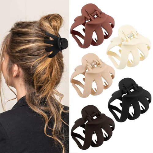 ZMREN Octopus Haarklammer, 5 Stückr Haarspangen für dickes lockiges langes Haar, Hair Claw Clips mit breitem Griff, Haarspangen Damen von ZMREN