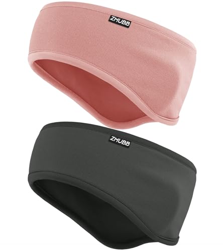 ZMUBB Fleece-Ohrwärmer für Herren und Damen, Winter-Stirnband, Ohrenschützer, Ohrenschützer für kaltes Wetter, Laufen, Radfahren, Skifahren (dunkelgrau/rosa) von ZMUBB