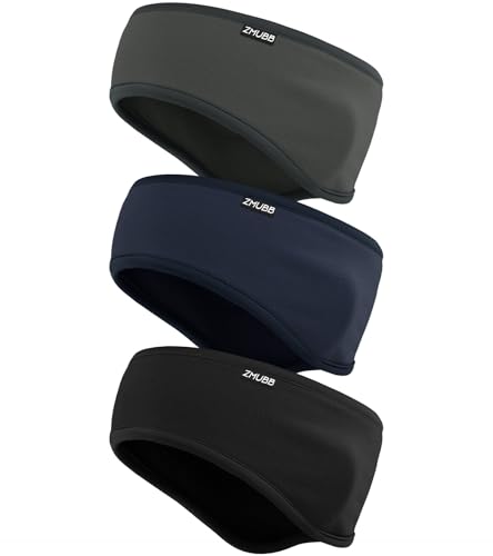 ZMUBB Fleece-Ohrwärmer für Herren und Damen, Winter-Stirnband, Ohrenschützer, Ohrenschützer für kaltes Wetter, Laufen, Radfahren, Skifahren (schwarz/dunkelgrau/marineblau) von ZMUBB