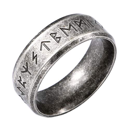 ZMY Home Echte Edelstahl Herren Ring Mode Punk Rock Viking Nordic Text Schmuck Ringe (12) von ZMY Home