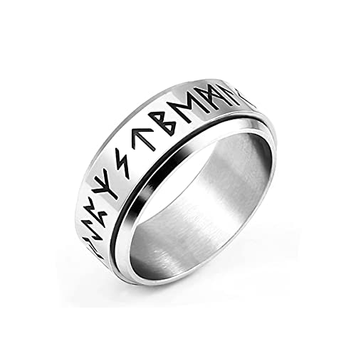 Spinner Ringe 8mm Edelstahl Zappelring Nordic Viking Nordischen Odin Rune Angst Ring für Männer (13) von ZMY Home