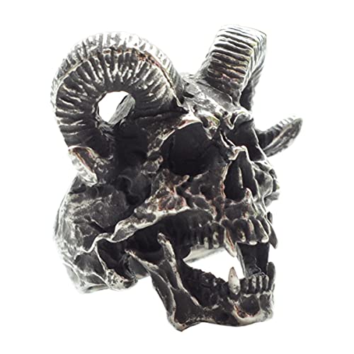 Ultimate Horned Skull Ring Männer Edelstahl Punk Rock Dämon Schmuck Biker Big Band Ringe (9) von ZMY Home