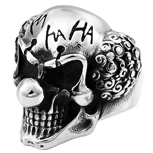 ZMY Home Skull Ring Herren Edelstahl Schmuck Gothic Totenkopfringe Silber Clown Ringe mit Totenkopf (10) von ZMY Home