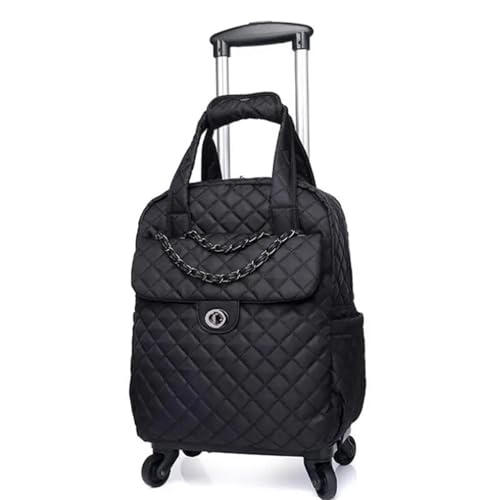 Reisetasche Mit Rollen Frauen Handgepäck Tasche Kabine Reise Trolley Taschen Rollen Rollgepäck Rucksack Trolley Koffer Rollentasche Für Reisen(Black 18 Inch) von ZNJAMN