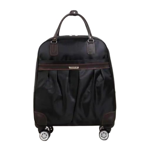 Reisetasche Mit Rollen Frauen Reisegepäck Handtasche Mädchen Trolley Taschen Kabine Wasserdicht Oxford Roll Trolley Koffer Für Reisen(Black,Large) von ZNJAMN
