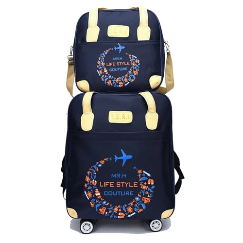 Reisetasche Mit Rollen Mode Frauen Trolley Gepäck Tasche Set wasserdichte Koffer Reise Trolley Tasche Mit Rädern Gepäck Set Koffer Tasche Für Reisen(Blue) von ZNJAMN