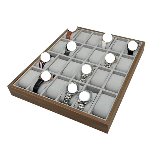 ZNJAMN Uhrenaufbewahrungsbox 24 Slots Walnuss Maserung Holz Uhr Lagerung Display Box Armbanduhr Organizer Tray Uhren Halter Mit Kissen Geschenk Fällen FüR Uhrenaufbewahrung von ZNJAMN
